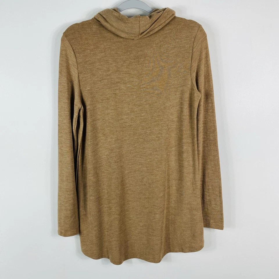 Túnica Suéter Cuello Capucha Colección Lisa Rinna Talla XS Con Dobladillo Alto Bajo Tostado Camel Foto 3 de 4