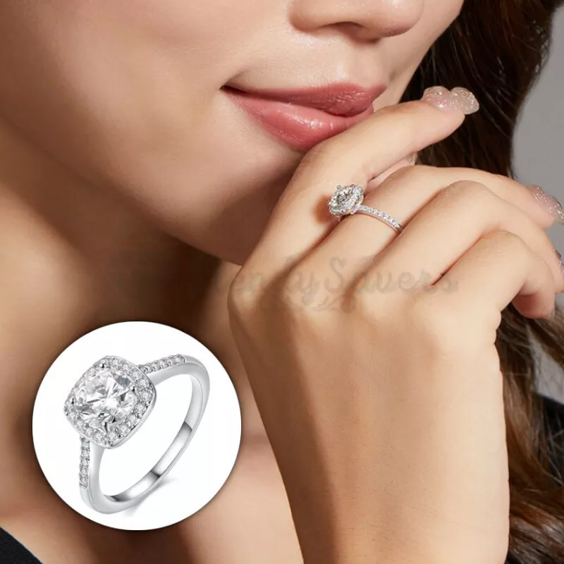 Square diamond shop promise rings