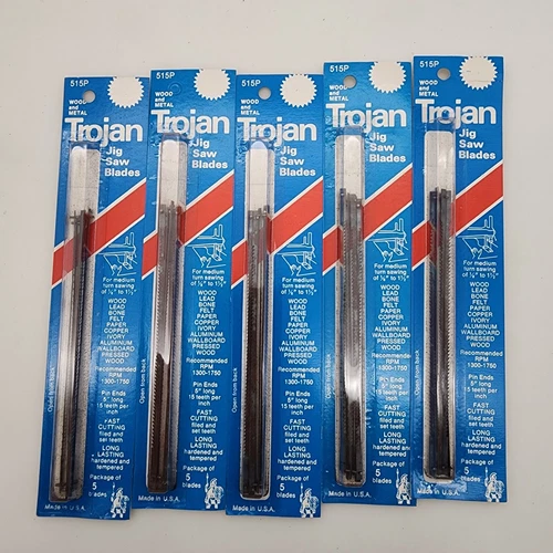 Lot of 5 Trojan 515P Coping Saw Blades  5 pk  pin ends 15tpi  NEW in pkg NOS