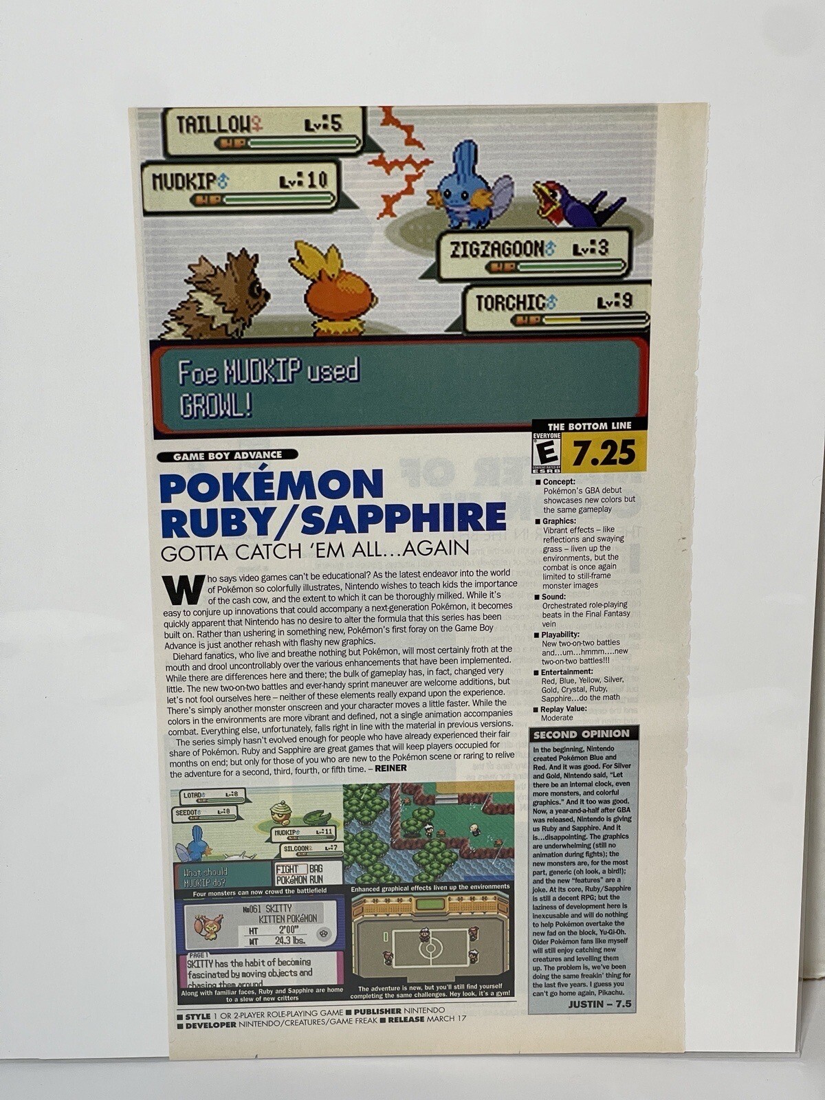 2003 Pokemon Ruby/Sapphire GBA Print Ad/Poster Authentic Official Promo Art!