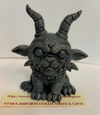 3 6 H Small Cute Gargoyle Grotesque Dog Guardian Figurine W Fang Horn Collar Ebay