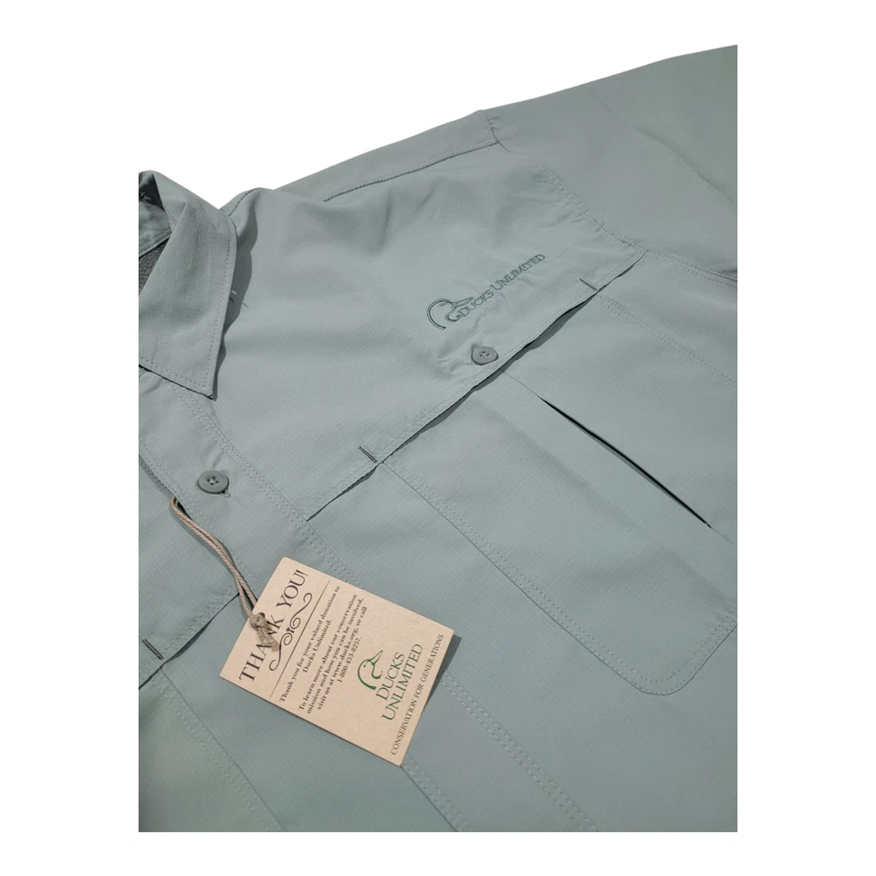 Ducks Unlimited Mens Light Green Button Fishing Golf  Sun Protection Shirt 3XL - Image 3 of 3