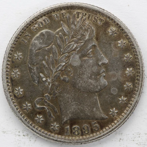Dark XF 1895 Reverse Scratches Barber Quarter