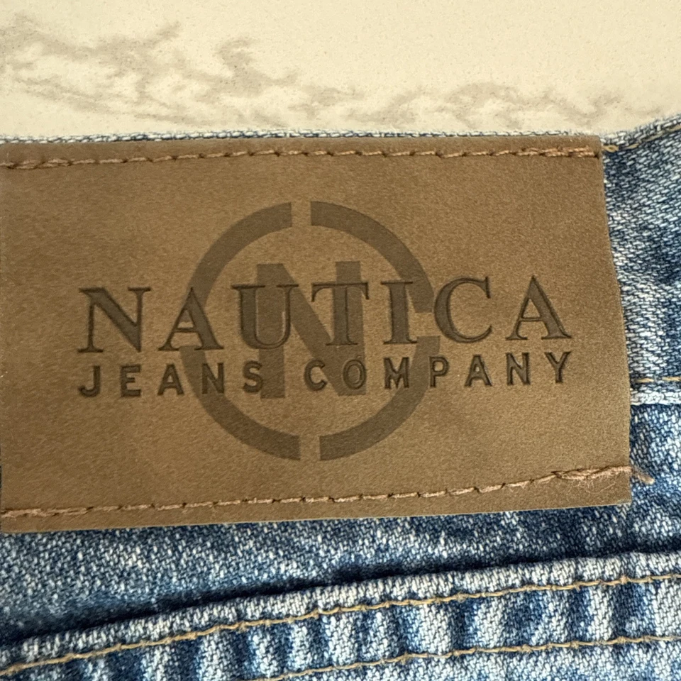 Pantalones Cortos De Colección Años 90 Nautica Azul Lavado Denim Tiro Alto Jean Bolsillos Cremallera Para Mujer Talla 10 Foto 3 de 4
