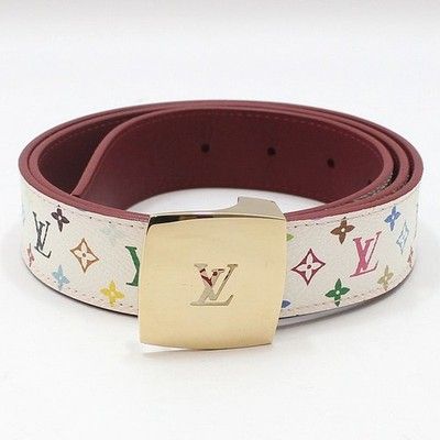 Louis Vuitton White Multi Monogram Gold Buckle 30MM Gürtel 90 153793642