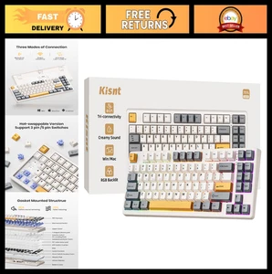 Clavier de jeu mécanique sans fil, 75% La disposition, RGB Rétroéclairé, chaud swappable, Blu