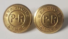 P-R SHORE LINES HAT BUTTONS, GOLD COLOR, OLD STOCK W/ FAST SHIPPING 