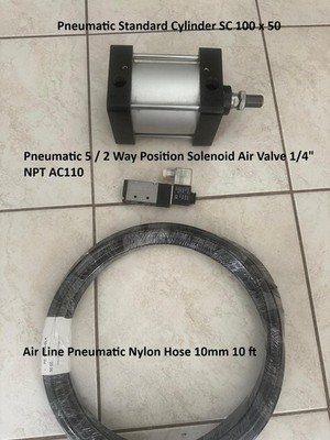 SC 100x50 Pneumatic Standard Cylinder 4'' Bore 2'' Stroke, SelonoidValf and hose