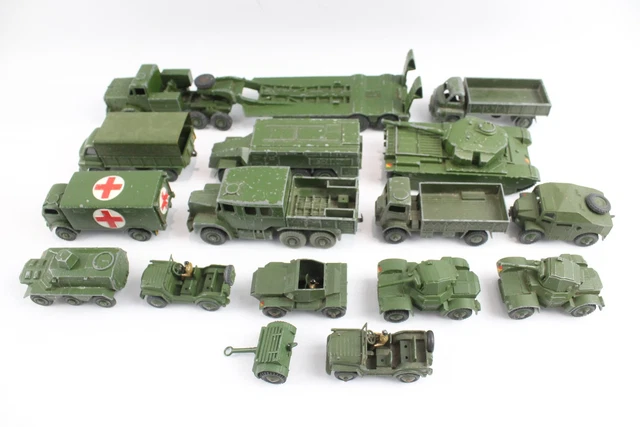 19 Dinky Toys Military Diecast Convoy Centurion Tank Armoured Car Etc x 16