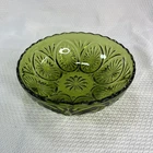 VTG Anchor Hocking Avocado Green Glass Starburst Bowl Scalloped Rim 8 Inch MCM