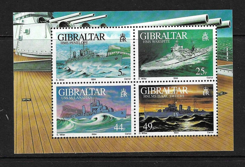 Gibraltar SC # 630, 660, 684, 714, 732 buques de guerra de la Segunda Guerra Mundial. MNH Foto 2 de 2