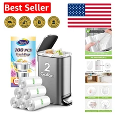 100 Unscented 2-Gallon Trash Bags - Strong, Clear Liners for Home & Office