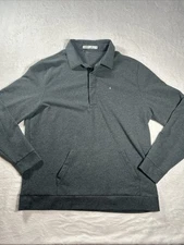 Criquet Sweatshirt Mens 2XL Gray Polo Casual Fleece Pullover Pocket Adult