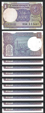 India 1 Rupee 1991, UNC, 10 PCS LOT, P-78Ag, Letter B