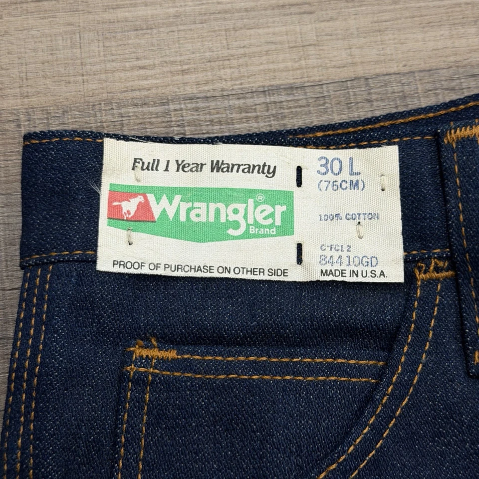 Vtg Wrangler Jeans 70s NOS 84410 GD Slim Fit Straight Leg Mens 30x34 Long - Image 3 of 4