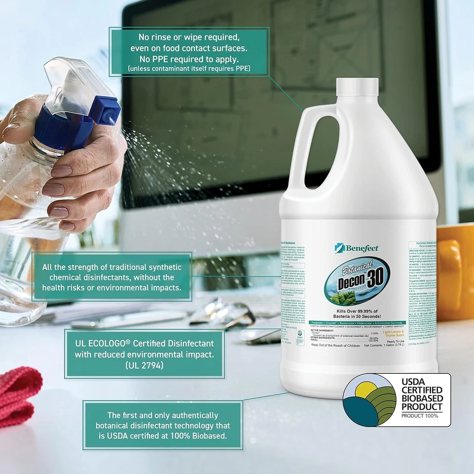1 галлон Универсальный ботанический очиститель и дезинфицирующее средство декон 30 для микробов и плесени - Изображение 2 из 4