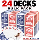 24 Decks Playing Cards Bulk Pack, Poker Size Standard Index, Red & Blue