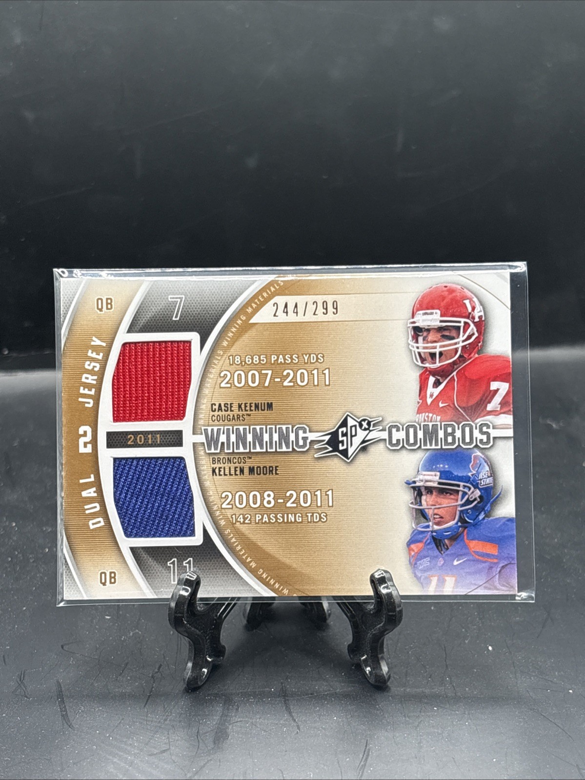 2012 Upper Deck SPx Case Keenum + Kellen Moore Rookie Dual Jersey #244/299