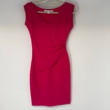 Diane von Furstenberg Bevin Sheath Dress Women's 2 Pink Sleeveless V-Neck Ruched