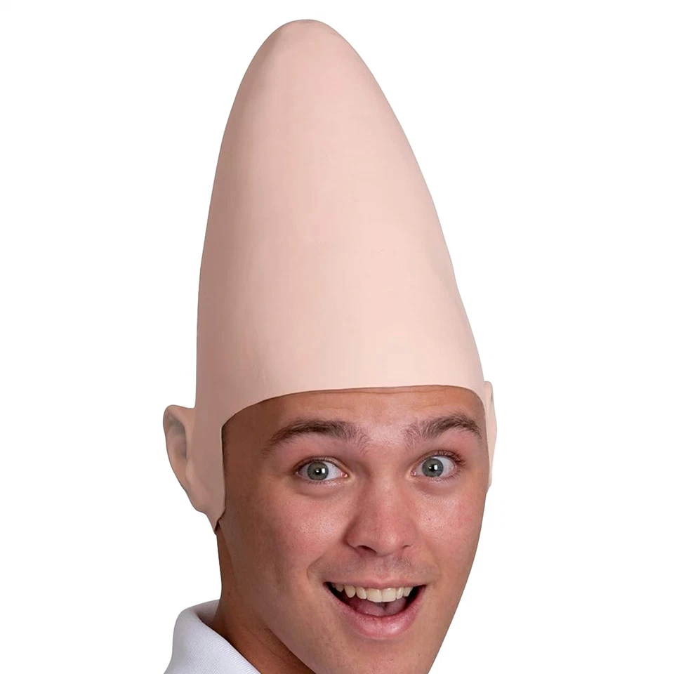 ADULTO LÁTEX CABEZA DE CONO ALIENÍGENA CÚPULA TOCADO CONO CABEZA DE HUEVO CÓNICO CALVO CALAVERA GORRA Foto 4 de 4