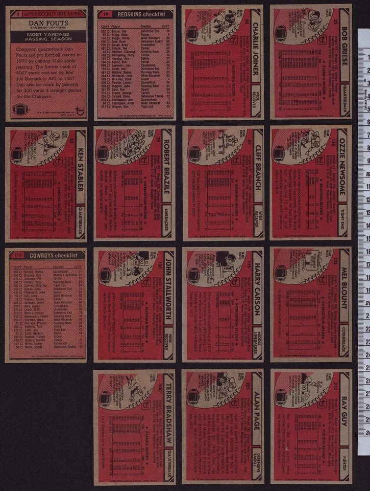 x201 Card 1980 Topps Football Lot Est EX-NM w/ Simms Hayes RC Bradshaw Largent - Image 2 of 4