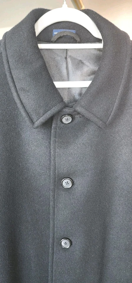 Stafford Overcoat Mens 46L Black 80% Wool Top Coat Casual Career Fall Winter - Image 3 of 4