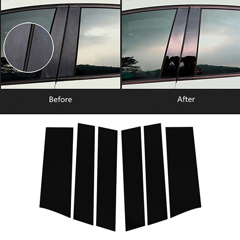 Pillar Posts Door Piano Black Trim Decal Cover Kit For Honda Odyssey 2011-2017 - Imagem 2 de 4