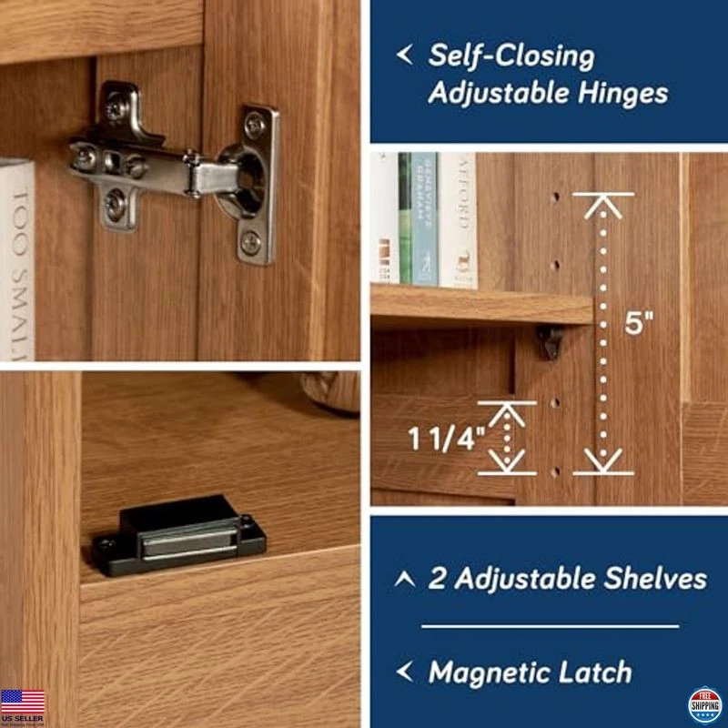 Highland Oak Storage Cabinet - Versatile Pantry Organizer with Multiple Shelves Foto 3 de 4
