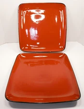 Home Trends RAVE RED Black Modern Square 10 1/2” Dinner Plate Set of 2