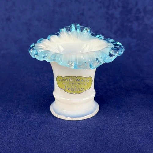 Vtg 1940’s Miniature Aqua Crest #37 Vase Toothpick Holder Orig. Sticker