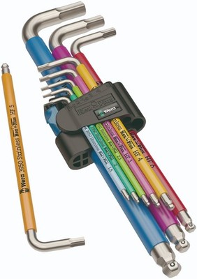 Wera 3950/9 Hex-Plus Edelstahl Sechskantschlüssel-Satz metrisch mit Haltefunktion, im Koffer