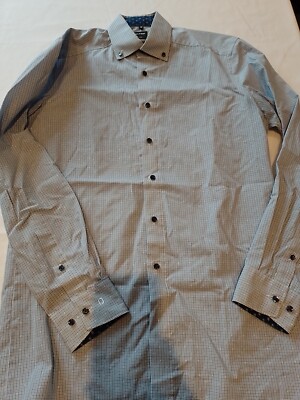 Men's Shirt Olymp Size 15'' Modern Fit Long Sleeve Button Up Blue 16236