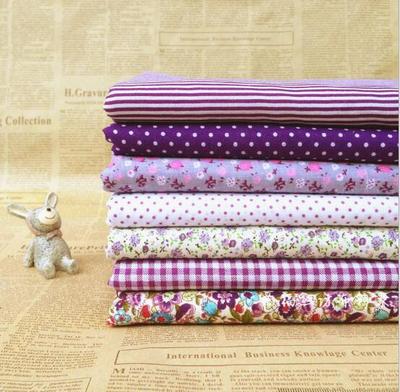 DIY Stoffpaket  Lila Quilt Stoffreste 7*( 25*25cm) Quadrate 100 % Baumwolle