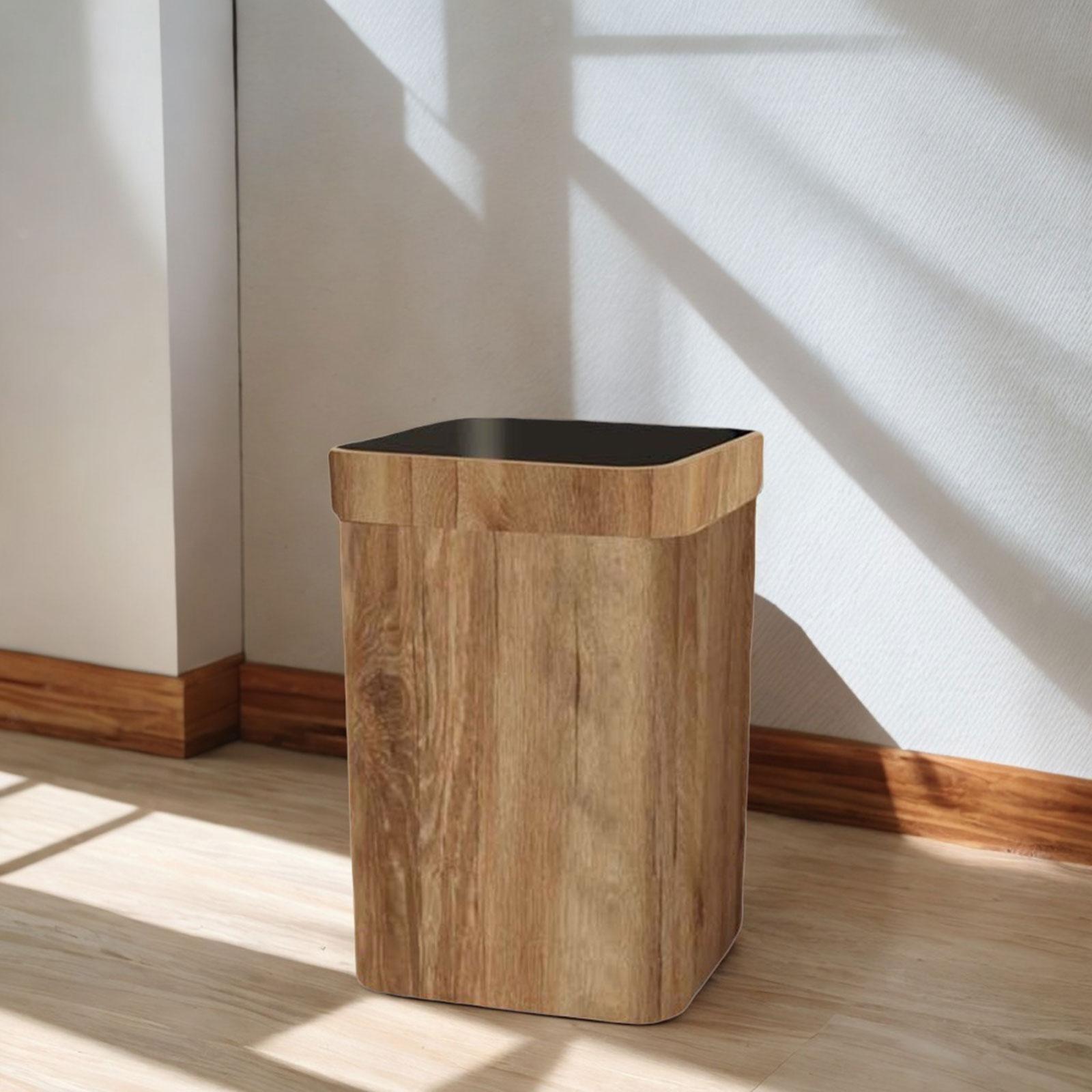 Trash Can, Wood Grain, Holds Waste, Recycling Trash Can, for Office, Kitchen,-image