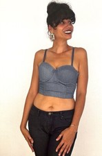 Women's Size S Denim Bustier Crop Top Jeans Corset Top