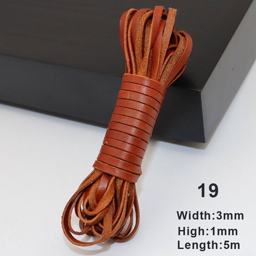 5 m Leather Cord Round Flat Rope String Necklace Bracelet Jewelry Cord Wire DIY - Picture 31 of 36