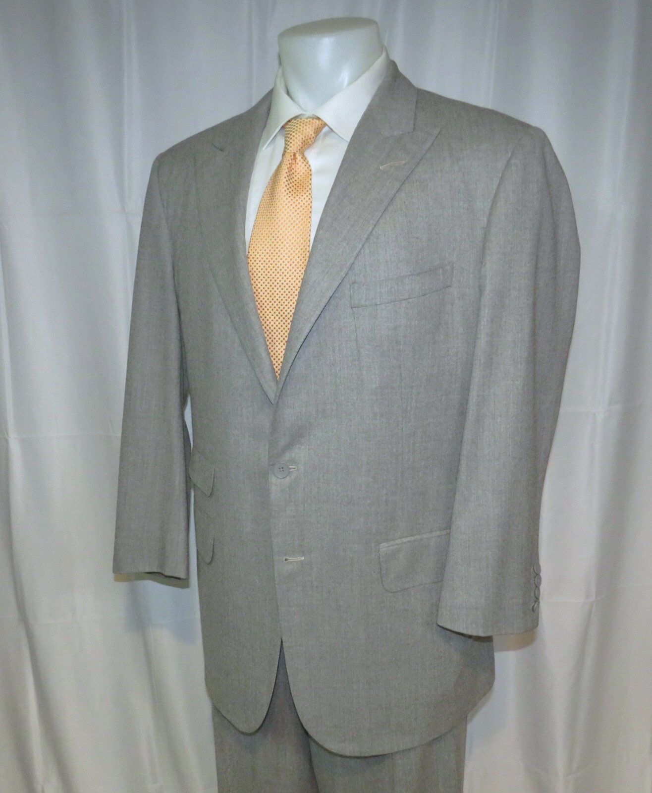 Alan Flusser Pale Gray Solid Flannel Bespoke Two … - image 8