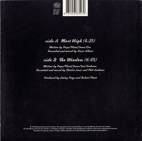 PAGE & PLANT - MOST HIGH -1998 UK 7" VINYL SINGLE W/PIC SLEEVE- ZEPPELIN - Picture 2 of 4