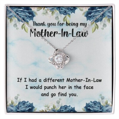 Love Knot Necklace MOTHER IN LAW Gift With Message WOMEN Fashion