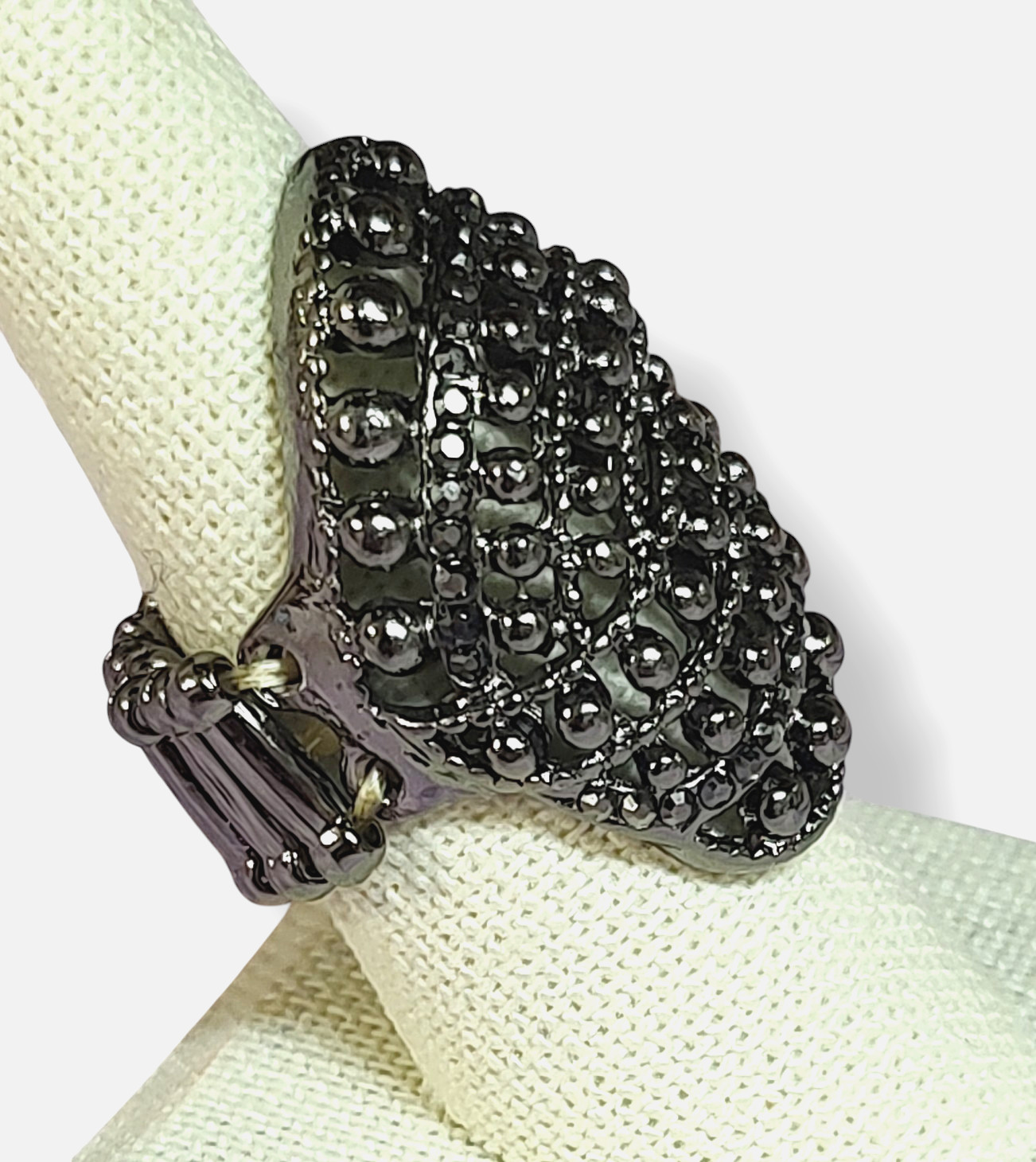 Adjustable Gunmetal Chunky Statement Ring - image 2