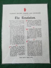 Original 1912 Era Ulster Solemn League And Covenant The Resolution.