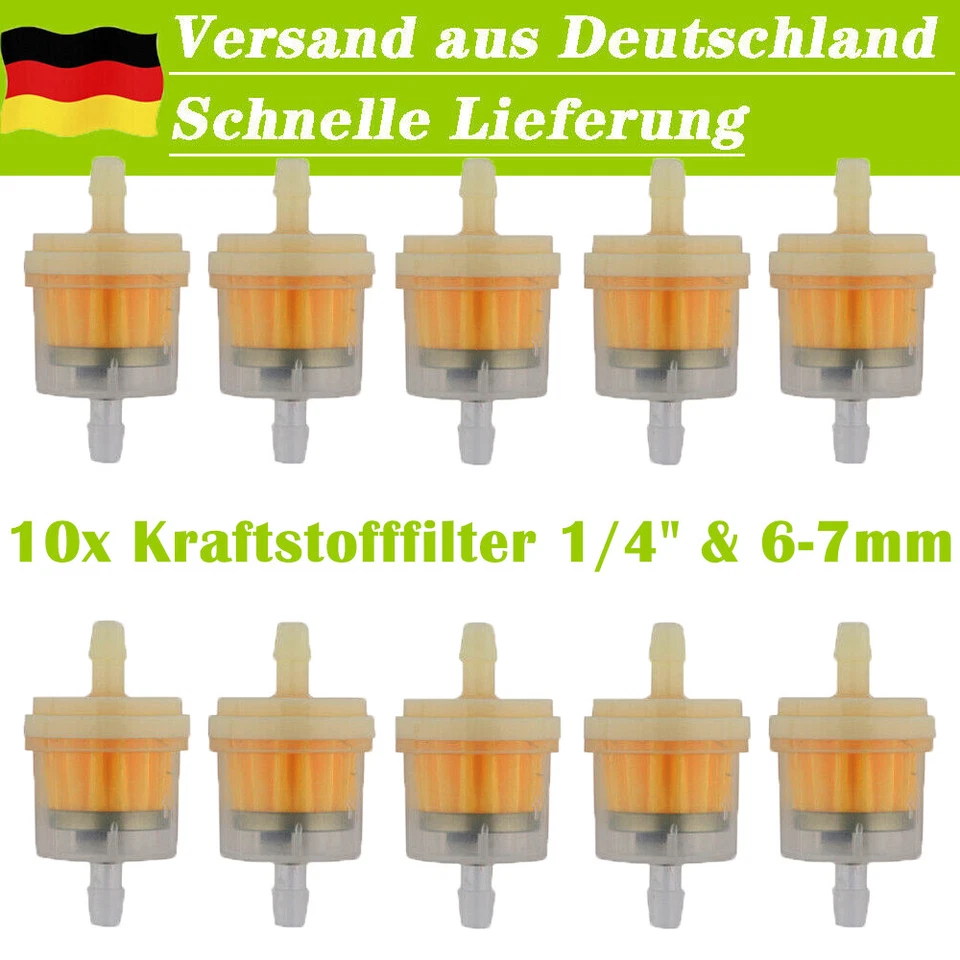 Universal 10x Kraftstofffilter Sprit Benzinfilter 6-7mm für Motorrad Roller Quad