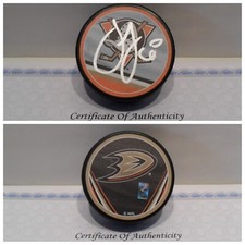Jackson LaCombe Autographed Signed Anaheim Ducks Puck COA - Reverse Retro Puck