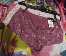 3 NEW PRIMA VALENTINA PLUS SIZE 841035X MVE/BG LACE BOYSHORT PANTIES 2X