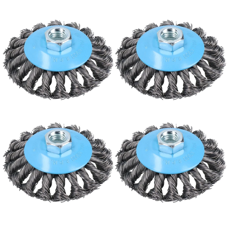 4 PACK Twist Knot Wire Brush / Wheel 115mm for Angle Grinder TE242 - Image 2 of 4
