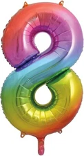34" Giant Foil 8 Number RAINBOW Balloons Air Helium Large Birthday Party Wedding
