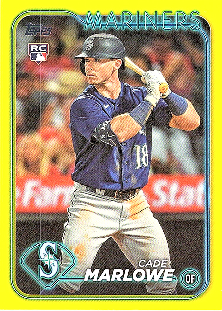 2024 Topps #286 Cade Marlowe Yellow parallel (RC) - Seattle Mariners