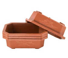 4 Rectangular Plastic Bonsai Training Pot, Succulent Planter - 6.25"x 4.5"x 2" 