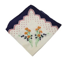 Vintage Floral Print Cotton 11" Square Handkerchief