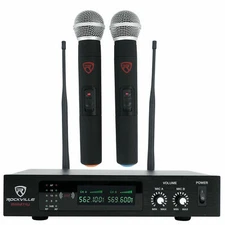 Rockville RWM71U Dual UHF Handheld Wireless Microphone System w/ Metal Receiver